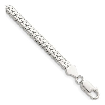 Sterling Silver 5.1mm Double Oval Flat Curb Chain Bracelet
