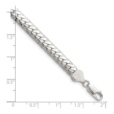 Sterling Silver 6.25mm Double Oval Flat Curb Chain Bracelet – view 2