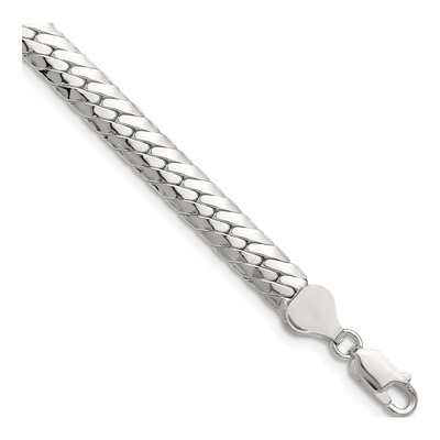 Sterling Silver 6.25mm Double Oval Flat Curb Chain Bracelet