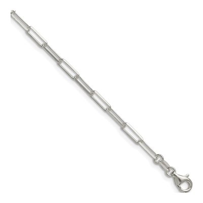 Sterling Silver 3.1mm Diamond-Cut Paperclip Chain Bracelet