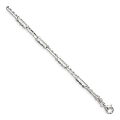 Sterling Silver 3.5mm Diamond-Cut Paperclip Chain Bracelet