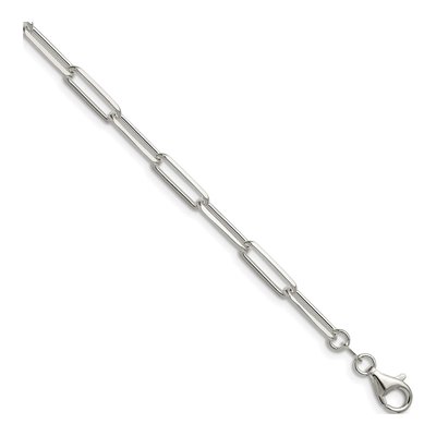 Sterling Silver 4.4mm Diamond-Cut Paperclip Chain Bracelet