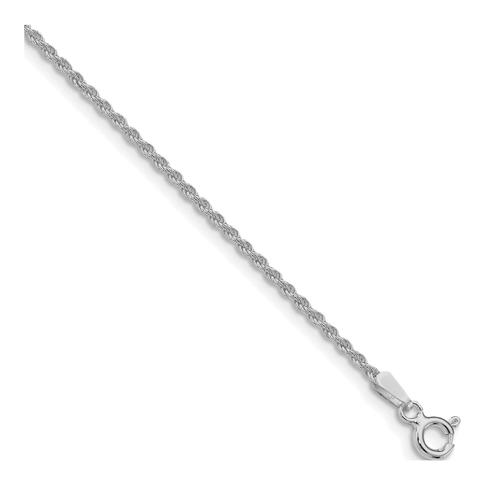 18 Inch Sterling Silver Rhodium-Plated 1.5mm Solid Rope Chain Necklace with Spring Ring Clasp