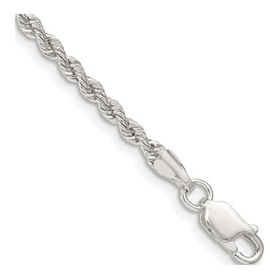 Sterling Silver 2.5mm Rope Chain Bracelet