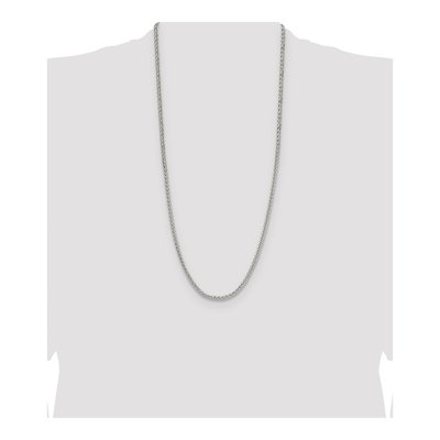 Sterling Silver 3.5mm Diamond-Cut Square Wheat Chain – view 4
