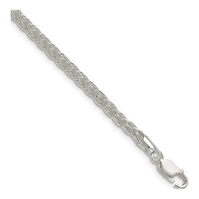 Sterling Silver 3.5mm Diamond-Cut Square Wheat Chain