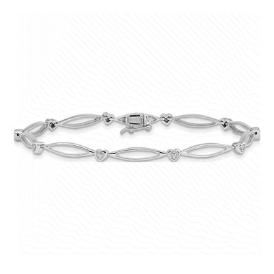 Sterling Silver Diamond Heart Bracelet – view 3