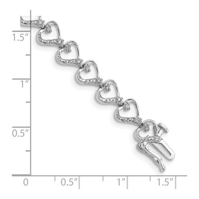 Sterling Silver 1/5 ct tw Diamond Heart Bracelet – view 3