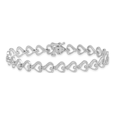 Sterling Silver 1/5 ct tw Diamond Heart Bracelet – view 4