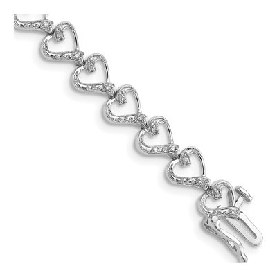 Sterling Silver 1/5 ct tw Diamond Heart Bracelet