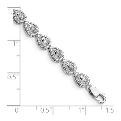 Sterling Silver 1/4 ct tw Diamond Teardrop Link Bracelet – view 3