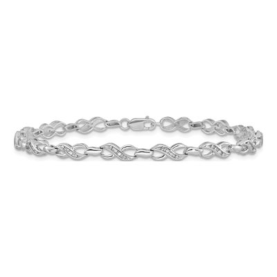 Sterling Silver 1/10 ct tw Diamond Infinity Bracelet – view 4