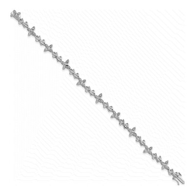 Sterling Silver 1/7 ct tw Diamond Butterfly Bows Bracelet – view 2