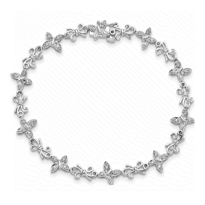 Sterling Silver 1/7 ct tw Diamond Butterfly Bows Bracelet – view 4