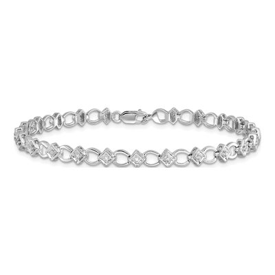 Sterling Silver 1/7 ct tw Diamond Bracelet – view 4