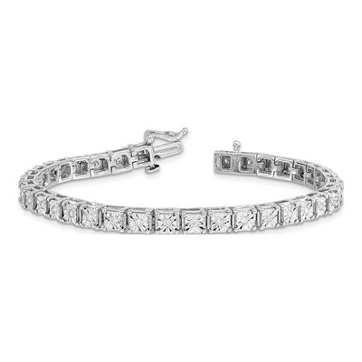 Sterling Silver 0.49 ct tw Diamond Square Link Bracelet – view 5
