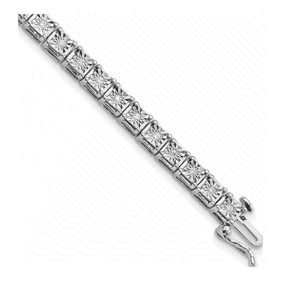 Sterling Silver 0.49 ct tw Diamond Square Link Bracelet