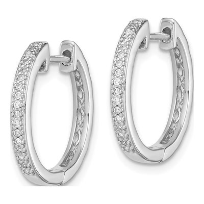 Sterling Silver 1/10 ct tw 17mm Diamond Huggie Hoop Earrings – view 3