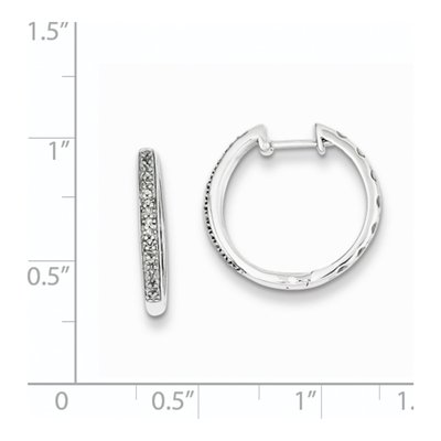 Sterling Silver 1/10 ct tw 17mm Diamond Huggie Hoop Earrings – view 5