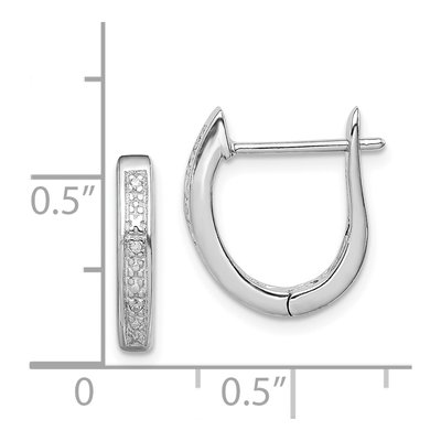 Sterling Silver 15mm Diamond Huggie Hoop Earrings – view 5