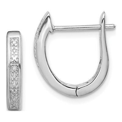 Sterling Silver 15mm Diamond Huggie Hoop Earrings