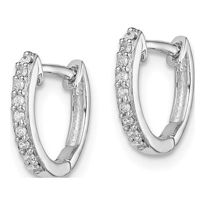 Sterling Silver 1/10 ct tw 10mm Diamond Huggie Hoop Earrings – view 3