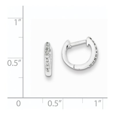 Sterling Silver 1/10 ct tw 10mm Diamond Huggie Hoop Earrings – view 5