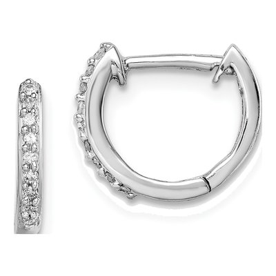 Sterling Silver 1/10 ct tw 10mm Diamond Huggie Hoop Earrings