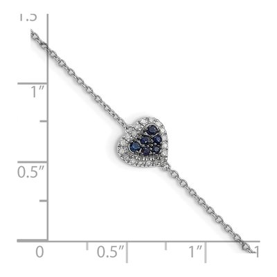 Sterling Silver 0.09 ct tw Sapphire & Diamond Heart Bracelet – view 3