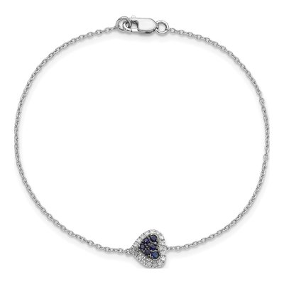 Sterling Silver 0.09 ct tw Sapphire & Diamond Heart Bracelet – view 4