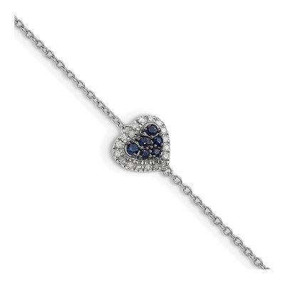 Sterling Silver 0.09 ct tw Sapphire & Diamond Heart Bracelet