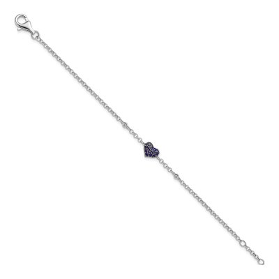 Sterling Silver Sapphire & Diamond Heart Bracelet – view 2