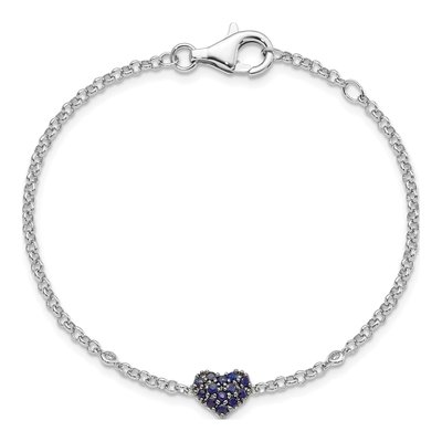 Sterling Silver Sapphire & Diamond Heart Bracelet – view 3