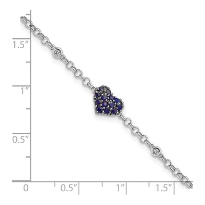 Sterling Silver Sapphire & Diamond Heart Bracelet – view 4