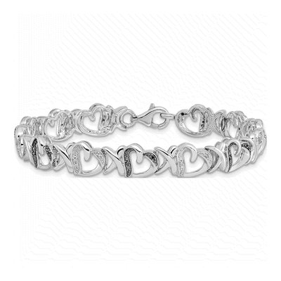 Sterling Silver 1/10 ct tw Diamond Heart Bracelet – view 3