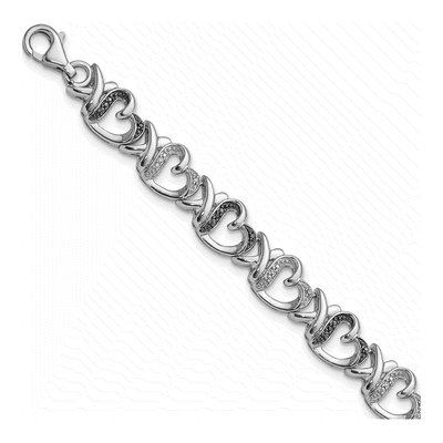 Sterling Silver 1/10 ct tw Diamond Heart Bracelet