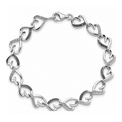 Sterling Silver 1/7 ct tw Diamond Heart Bracelet – view 3