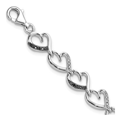 Sterling Silver 1/7 ct tw Diamond Heart Bracelet
