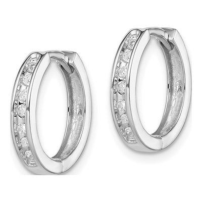 Sterling Silver 0.11 ct tw 13mm Diamond Huggie Hoop Earrings – view 3