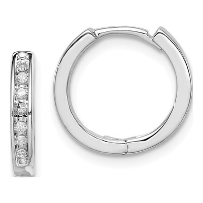 Sterling Silver 0.11 ct tw 13mm Diamond Huggie Hoop Earrings