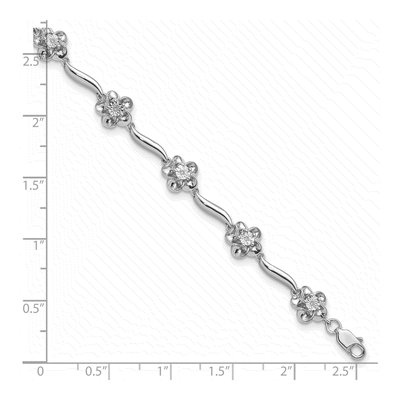 Sterling Silver Diamond Floral Bracelet – view 3