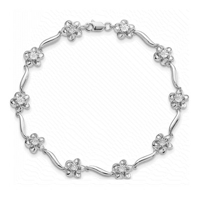 Sterling Silver Diamond Floral Bracelet – view 4