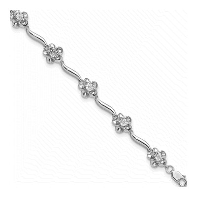 Sterling Silver Diamond Floral Bracelet