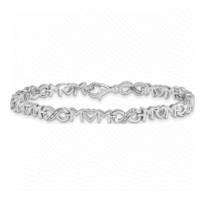 Sterling Silver Diamond Heart Mom Bracelet – view 3