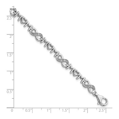 Sterling Silver Diamond Heart Mom Bracelet – view 4