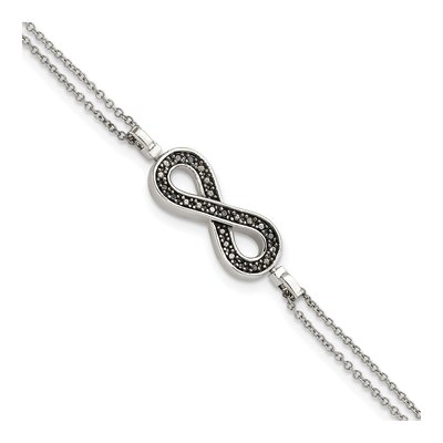 Sterling Silver 1/10 ct tw Diamond Infinity Bracelet