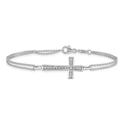 Sterling Silver 1/10 ct tw Diamond Cross Bracelet – view 3