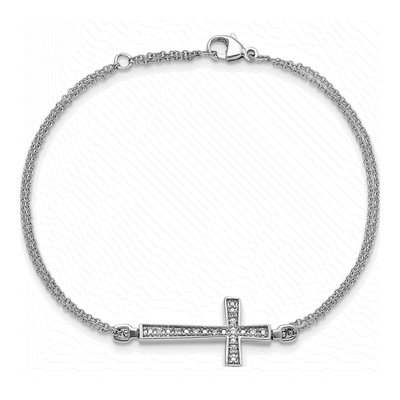 Sterling Silver 1/10 ct tw Diamond Cross Bracelet – view 4