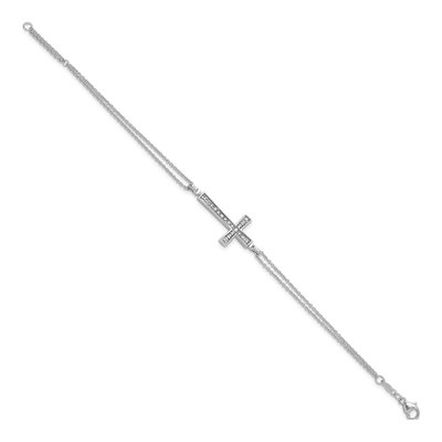 Sterling Silver 1/10 ct tw Diamond Cross Bracelet – view 5