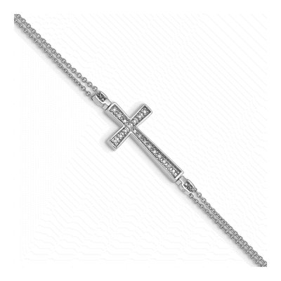 Sterling Silver 1/10 ct tw Diamond Cross Bracelet